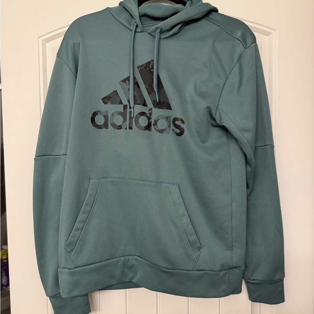 Adidas Green Sweatshirt with Hood and Logo